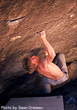 Arnoud Petit on 'Pendragon' V11 Roadside Boulders, Photo by Sean Cremen